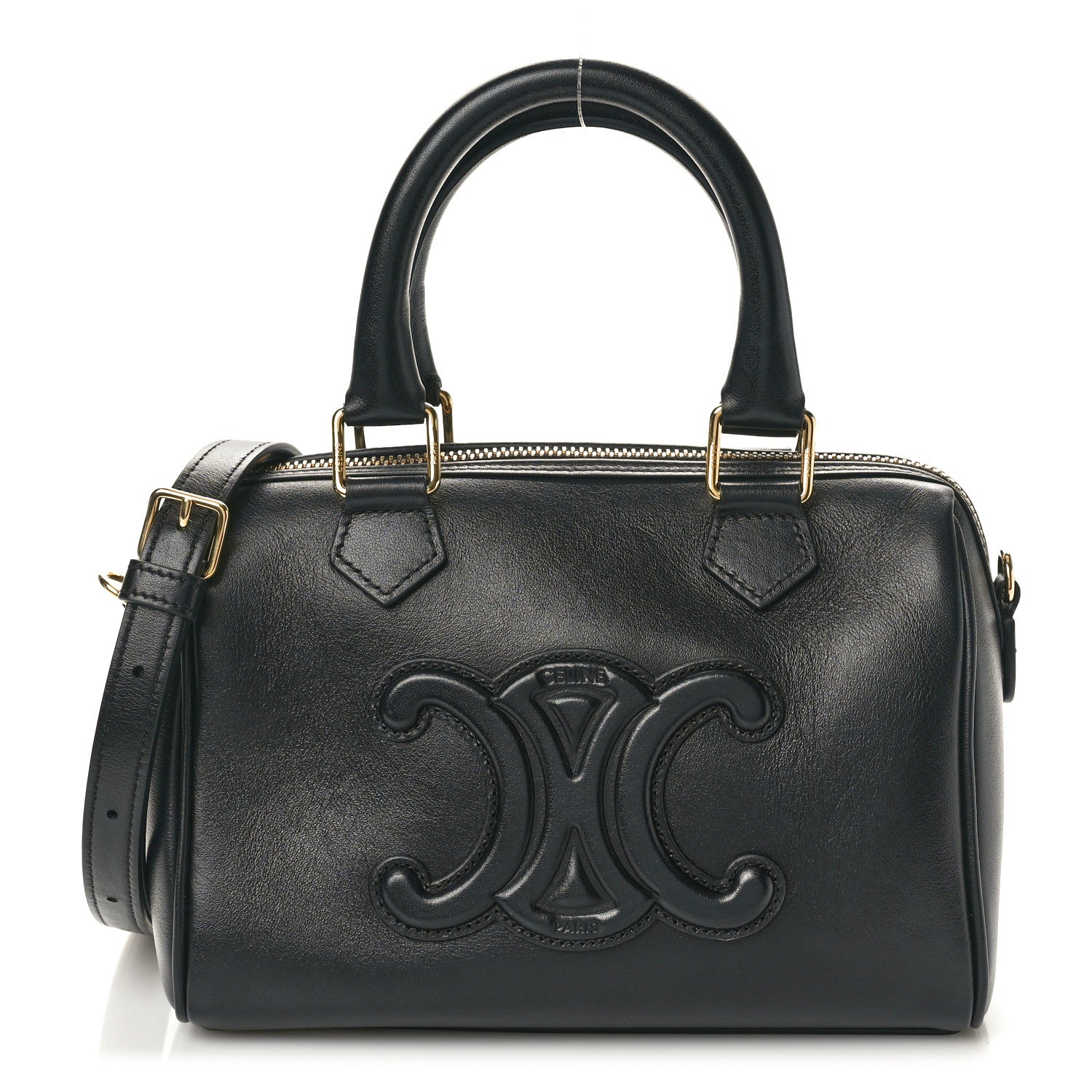 Celine Smooth Calfskin Triomphe Small Boston Bag Black 1 of 9