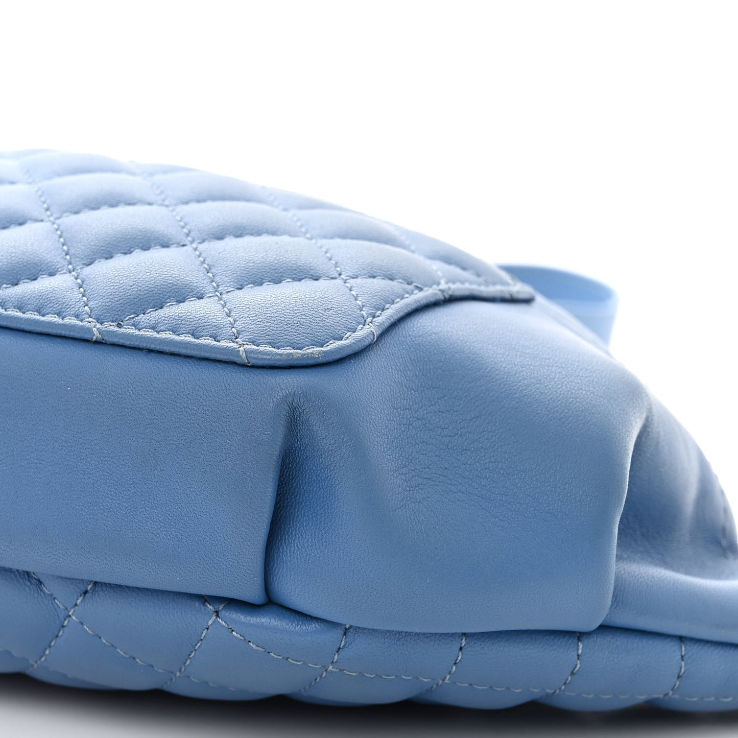 Lambskin Quilted Bi Waist Bag Fanny Pack Blue