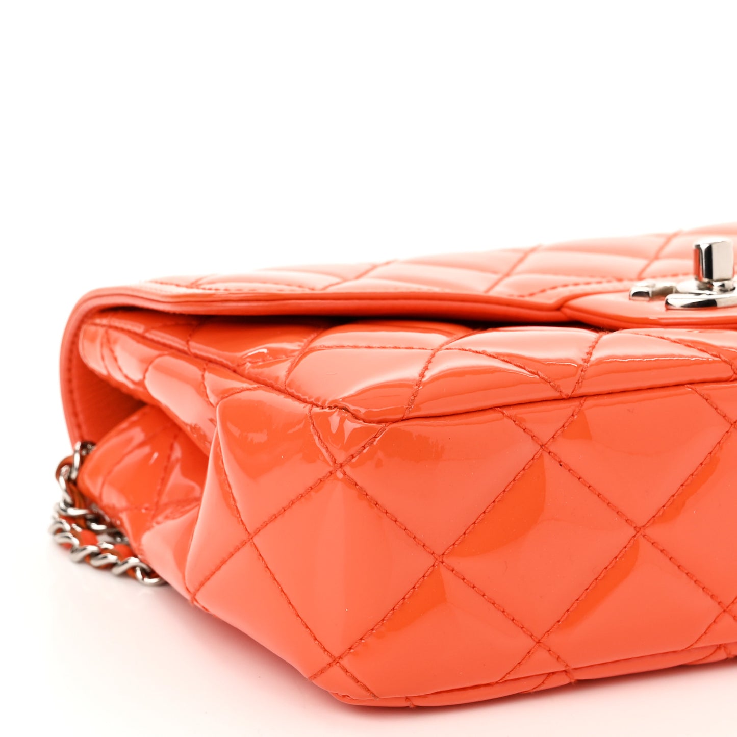 Patent Quilted Small Coco Shine Flap Orange