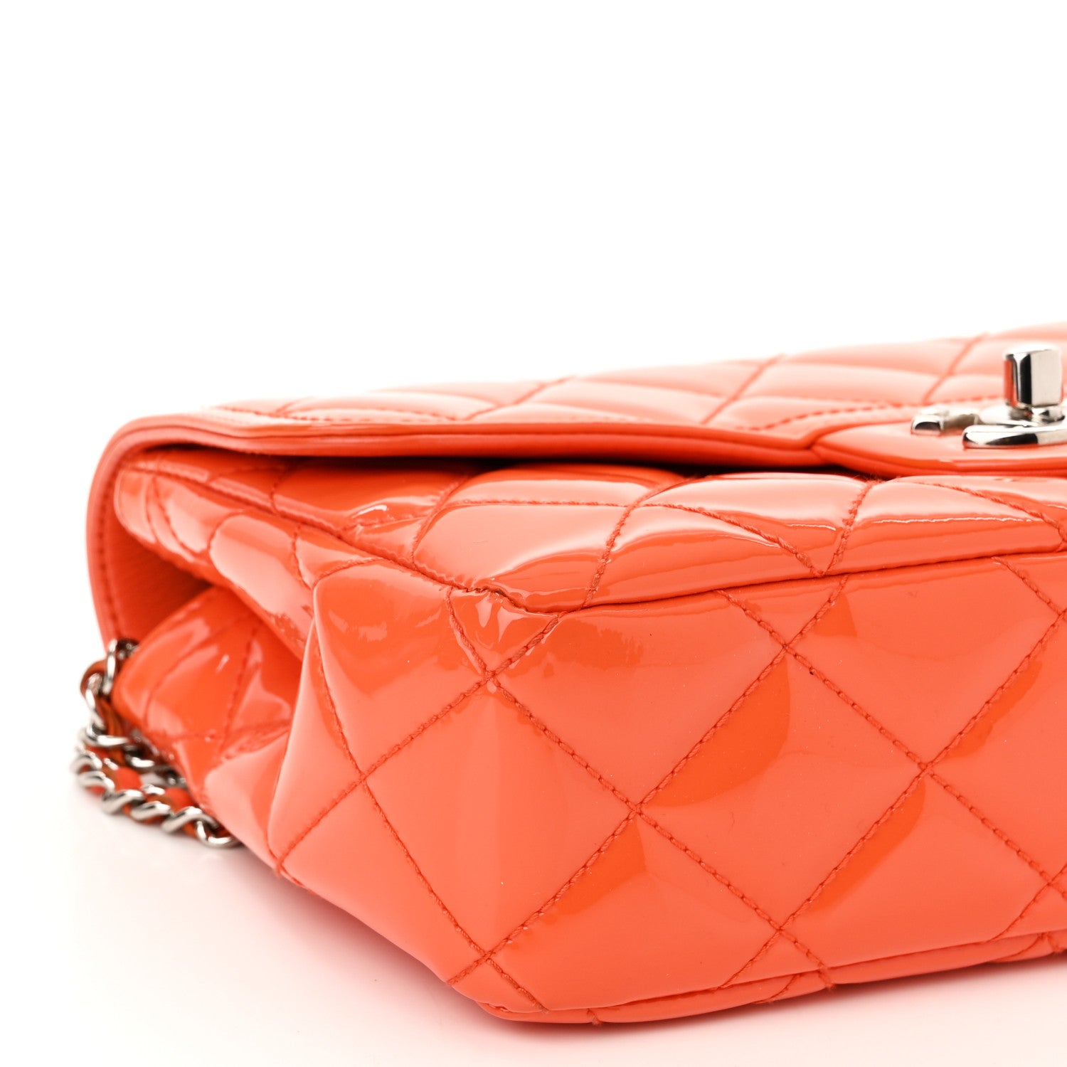 Chanel Patent Quilted Small Coco Shine Flap Orange 9 of 12