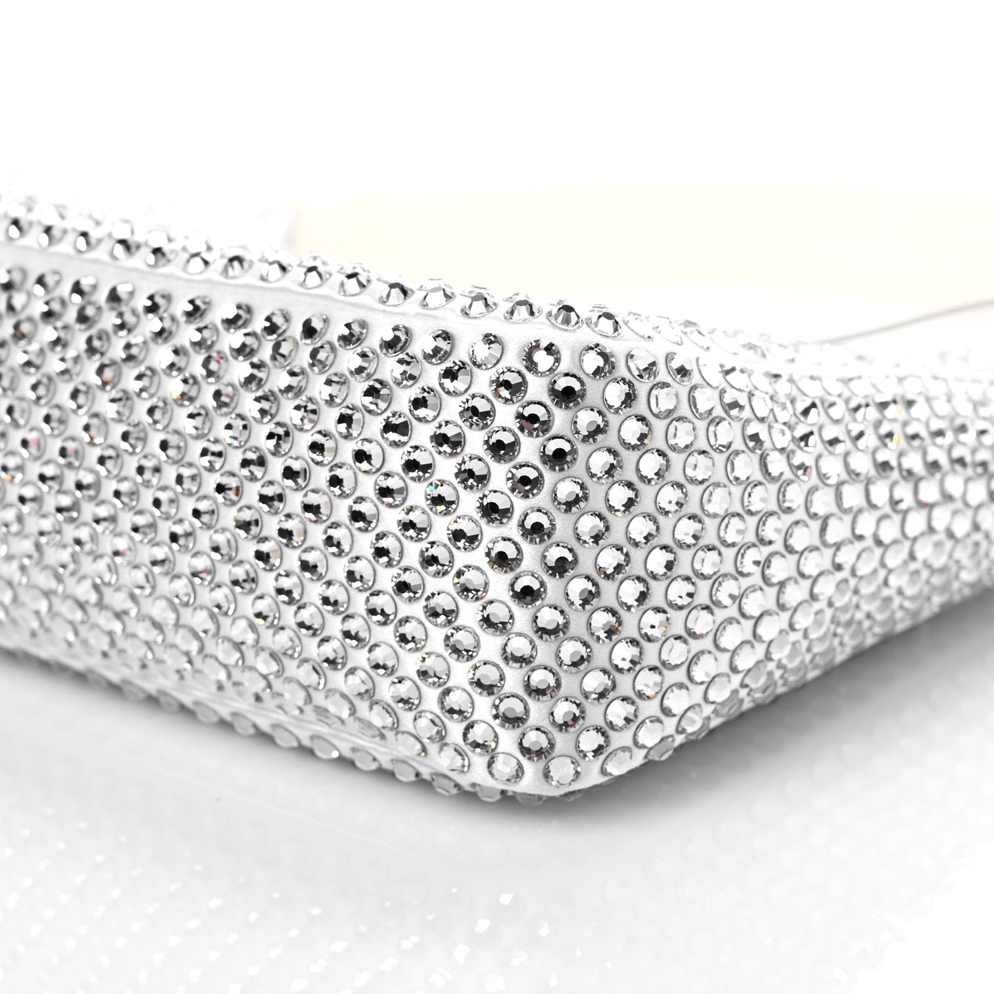 Satin Crystal Mini Re-Edition 2000 Bag White