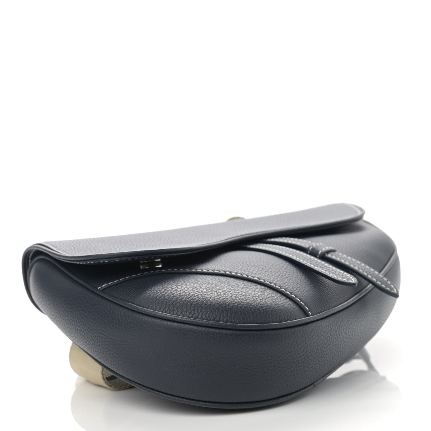Christian Dior Grained Calfskin Kim Jones Saddle Bag Navy Blue 4 of 11