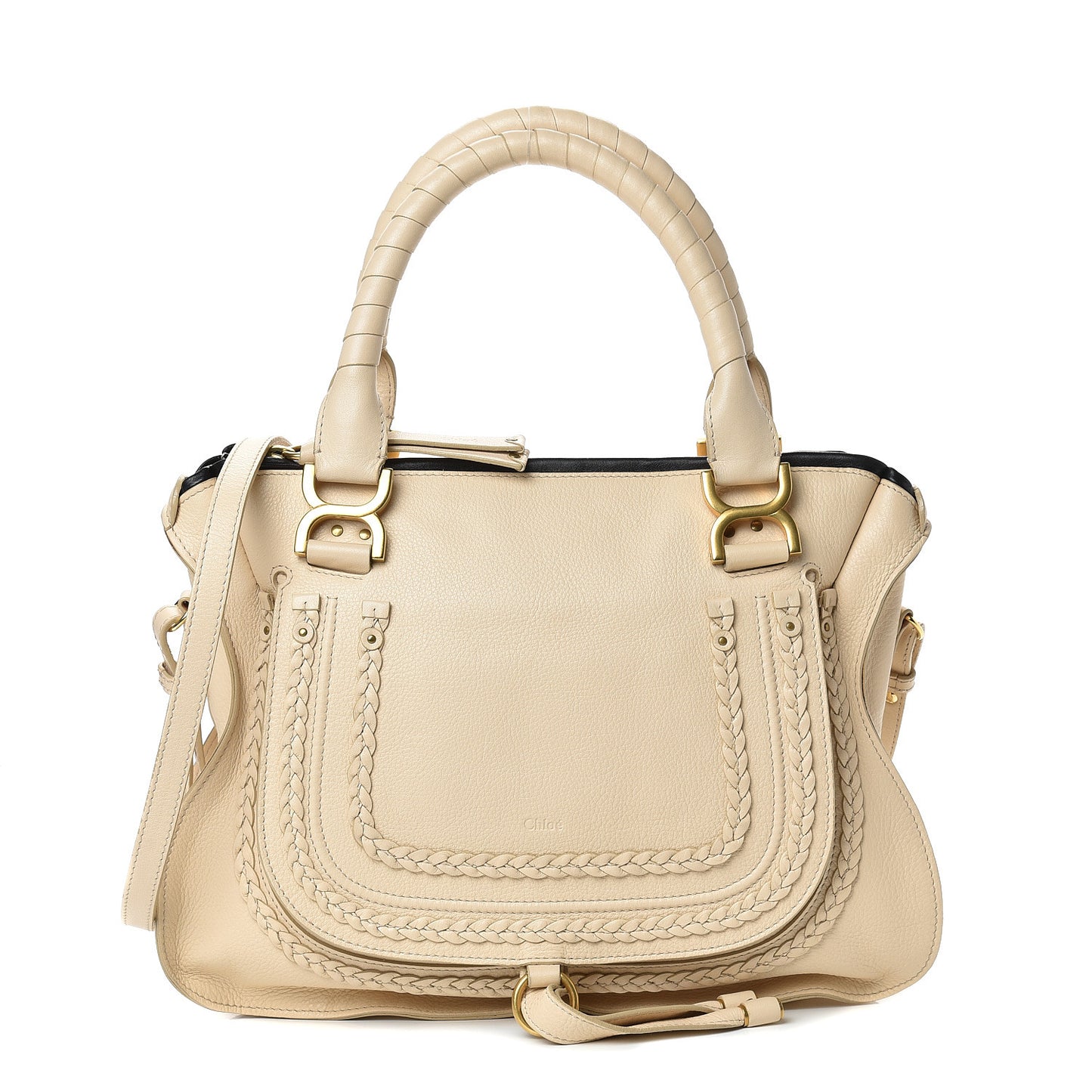 Calfskin Braided Medium Marcie Satchel Natural