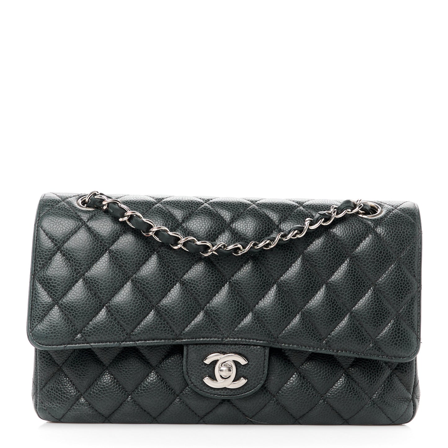 Caviar Quilted Medium Double Flap Black