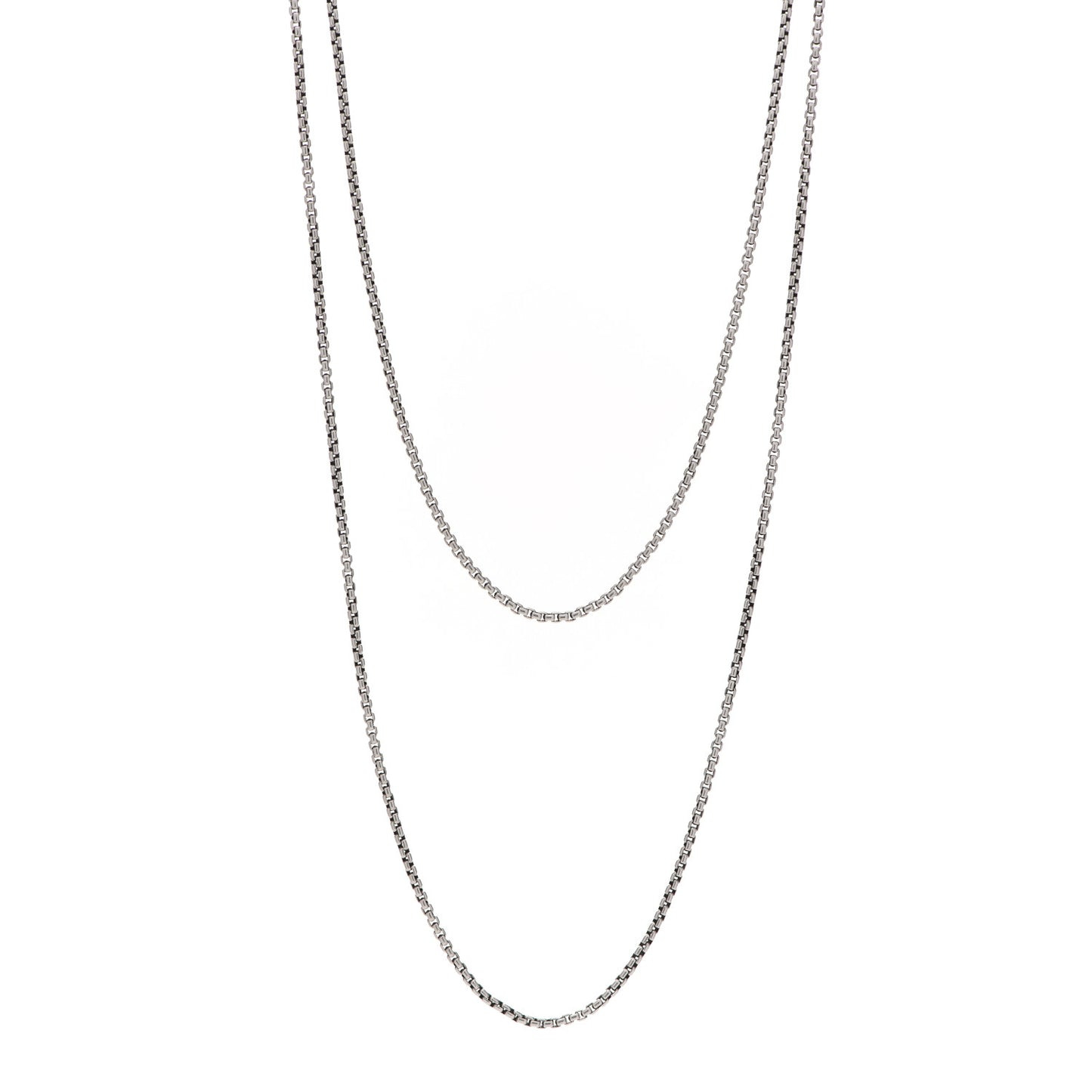 Sterling Silver 14K Yellow Gold 2.7mm Box Chain Necklace 72"