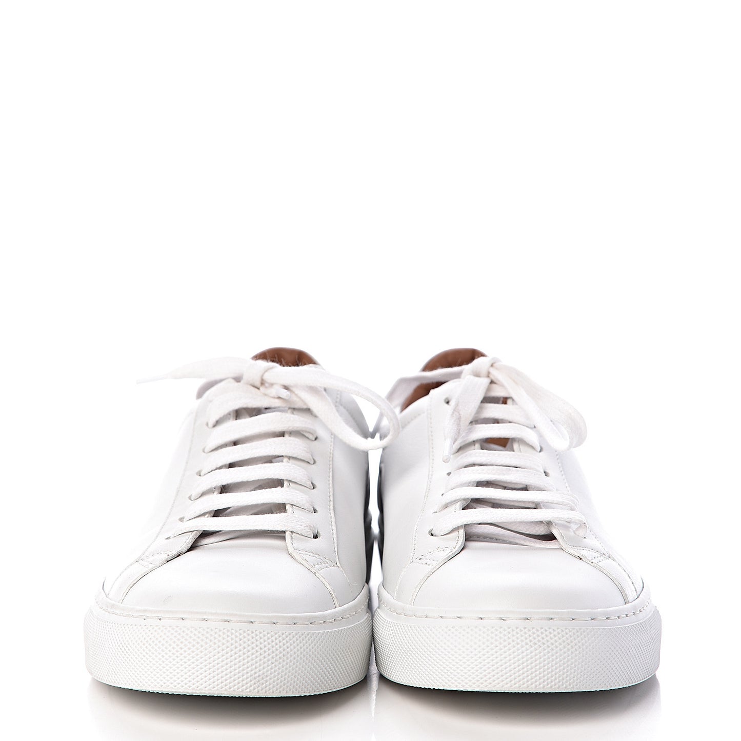 Calfskin Reverse Logo Womens Urban Street Sneakers 37 White