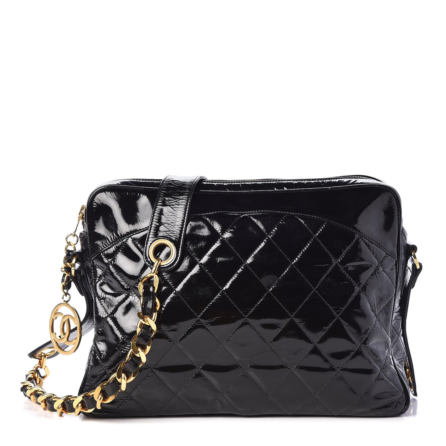 Patent Quilted Camera Case Bag Black