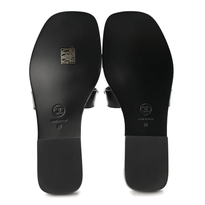 Chanel Lambskin CC Cut Out Mules Sandals 36 Black 6 of 10