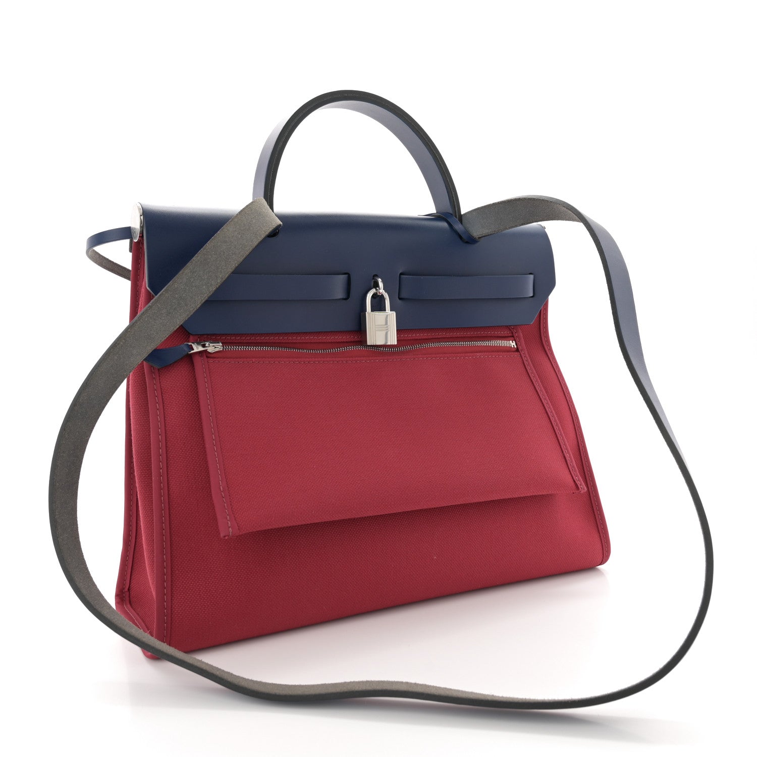 Hermes Military Toile Vache Hunter Herbag Zip 31 PM Rouge Grenat Bleu Saphir 4 of 12