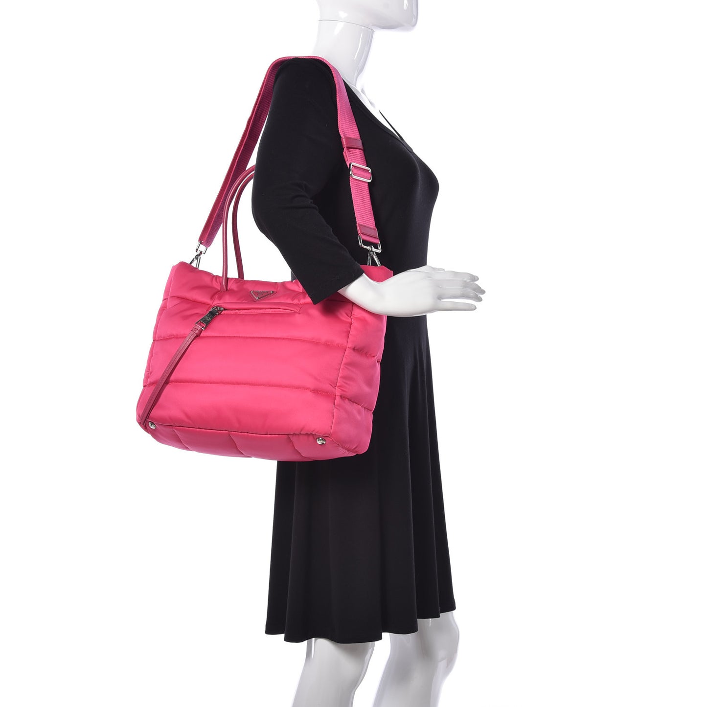 Tessuto Nylon Bomber Tote Fuxia