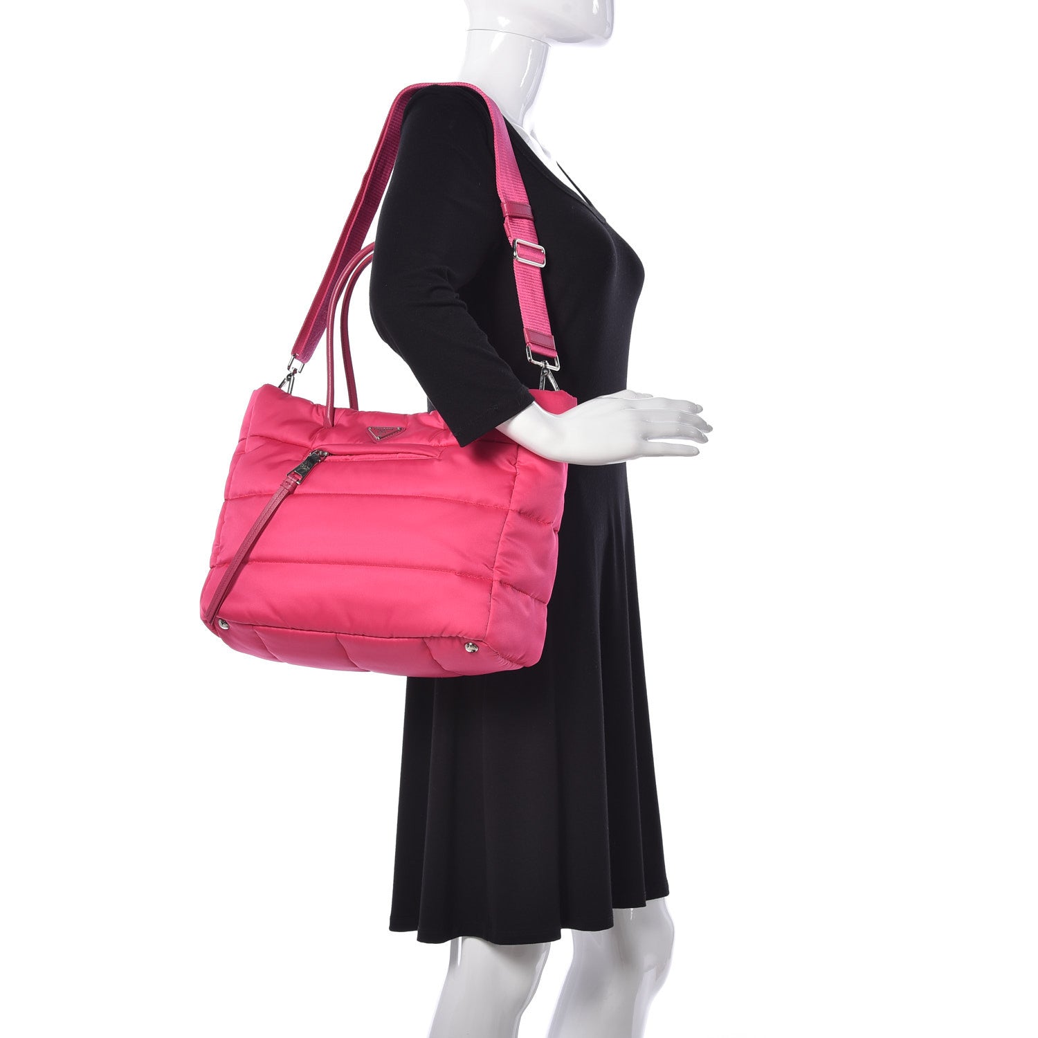 Prada Tessuto Nylon Bomber Tote Fuxia 2 of 10