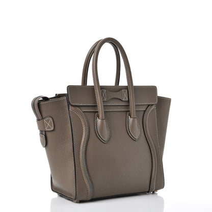 Celine Drummed Calfskin Micro Luggage Souris 3 of 10