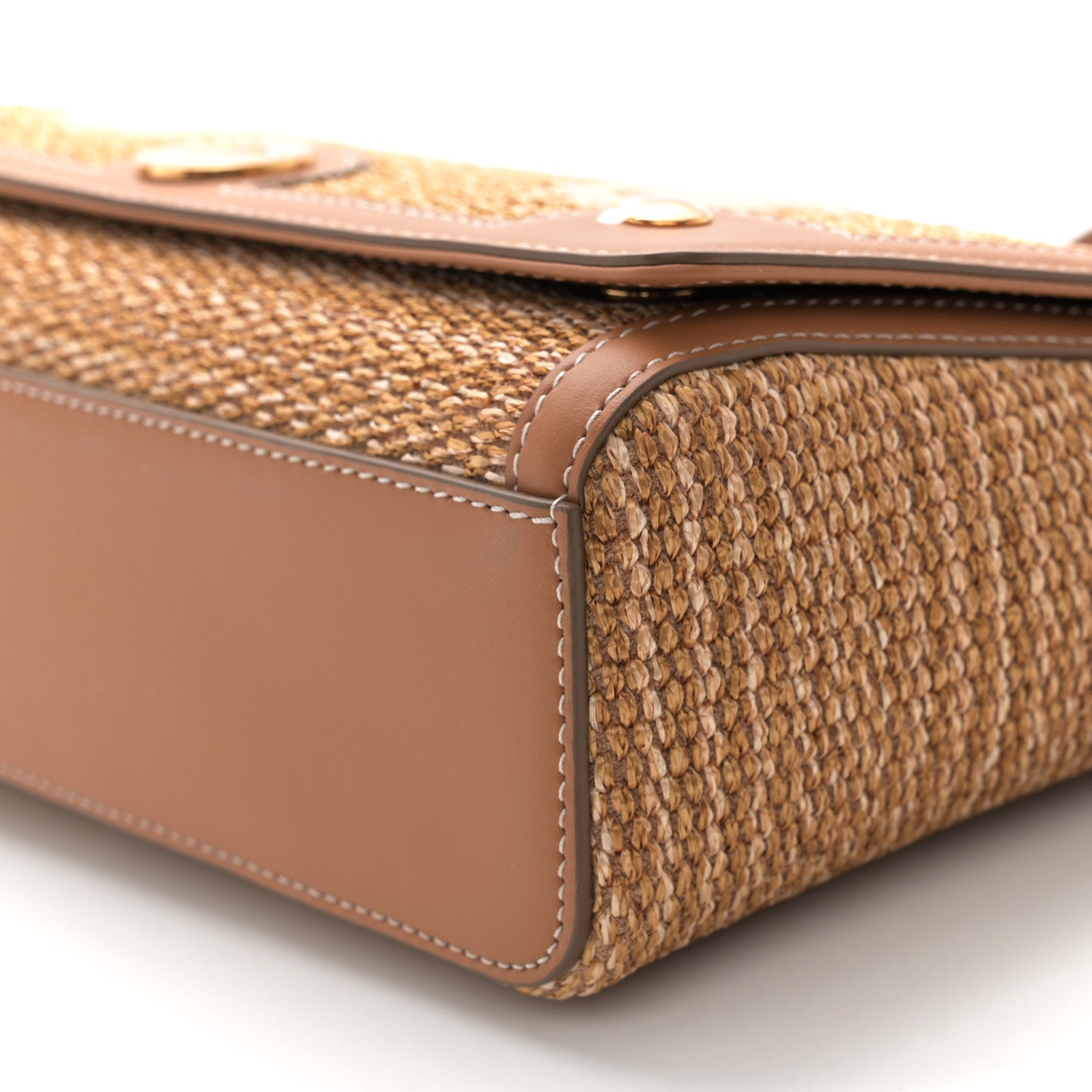 Burberry Raffia Calfskin TB Note Crossbody Bag Natural 1527397