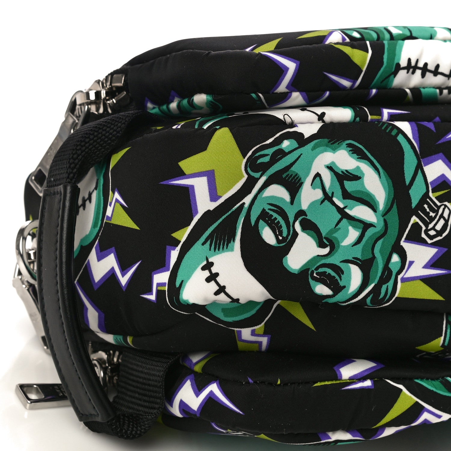 Prada X UNIVERSAL STUDIOS Tessuto Nylon Frankenstein Print Pouch Black Menta 10 of 11
