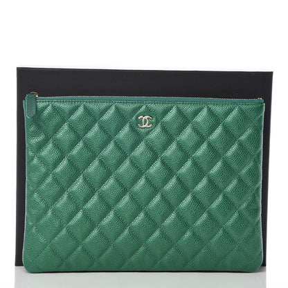 Chanel Metallic Caviar Quilted Medium Cosmetic Case Green 8 of 8