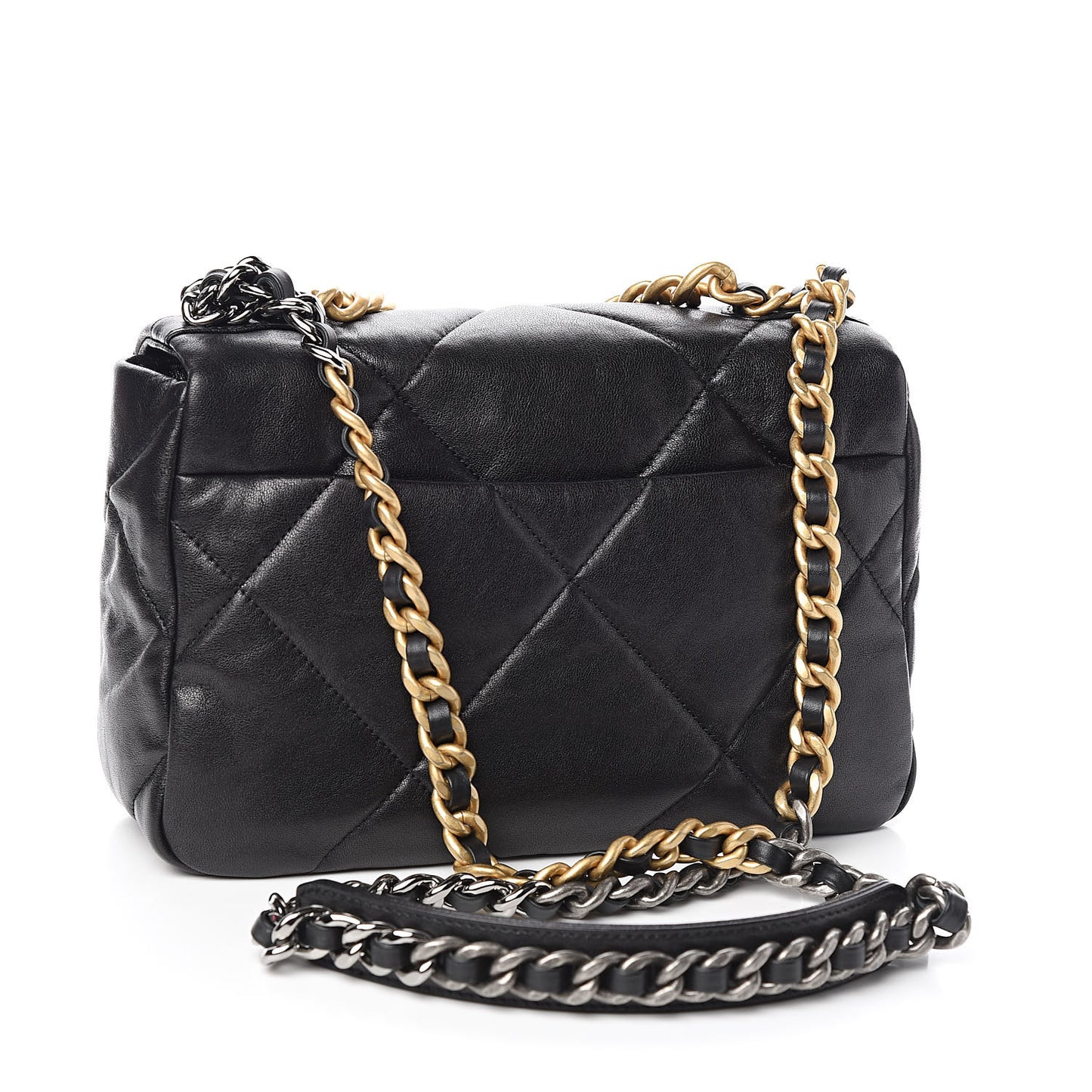 Goatskin Quilted Medium 19 Flap Black