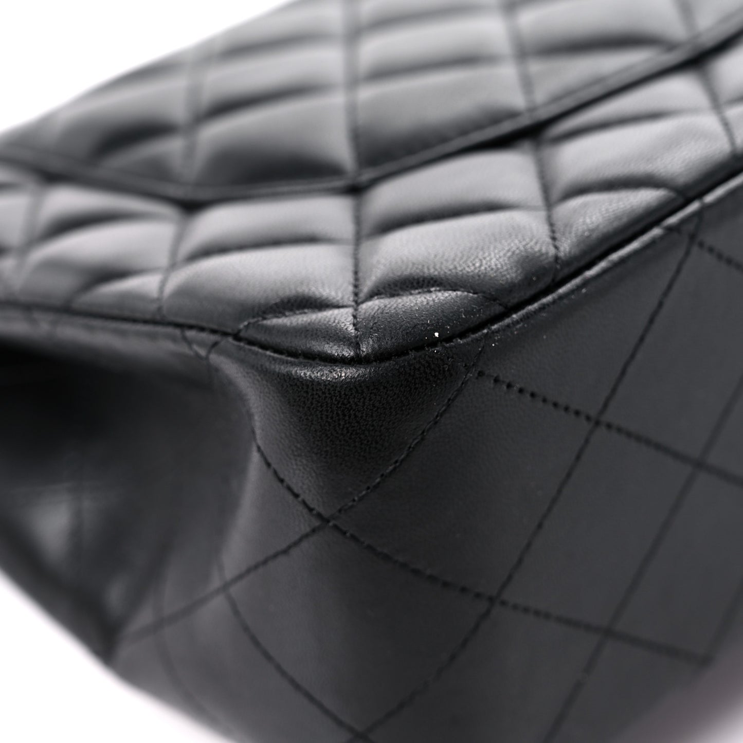Lambskin Quilted Jumbo Double Flap Black