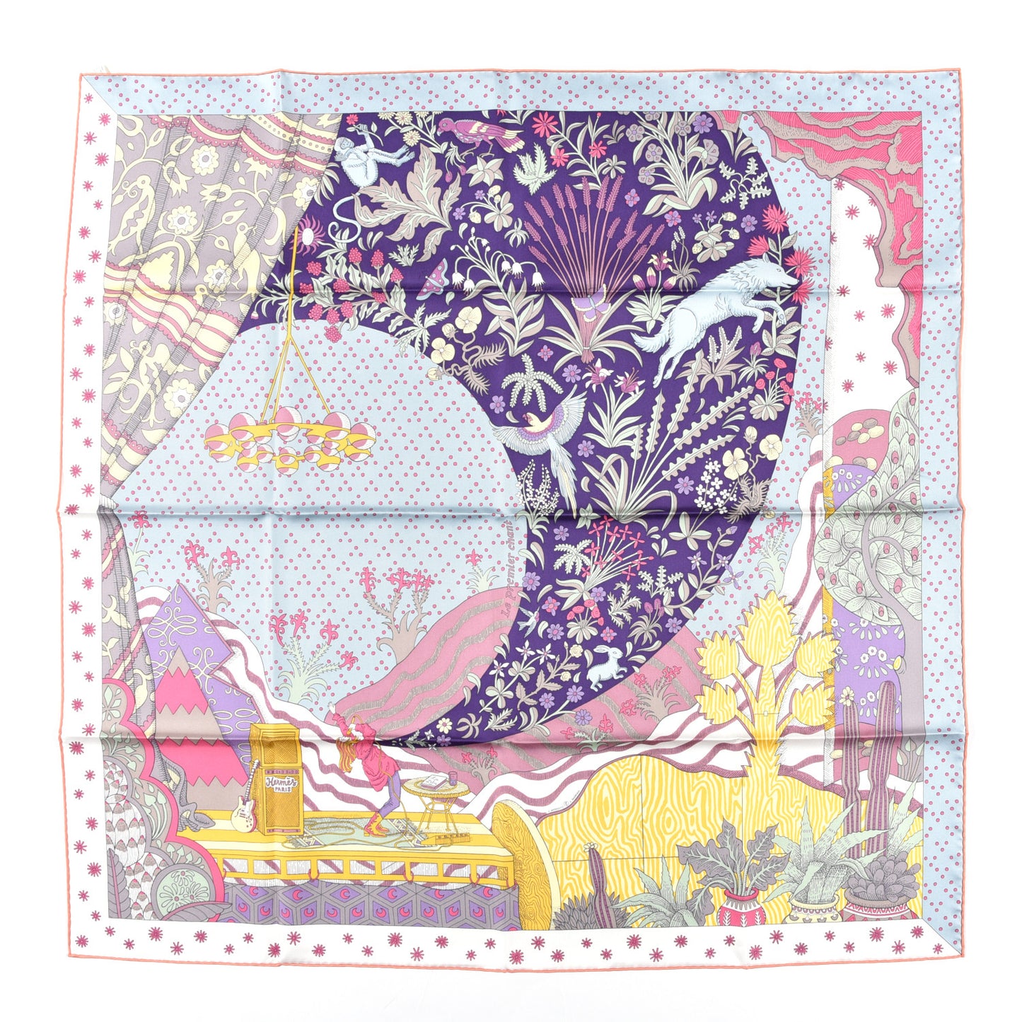 Silk Le Premier Chant Scarf 90 Violet Bleu Glacier