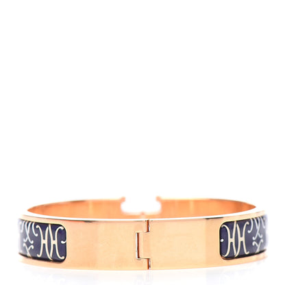 Hermes Enamel Narrow Print H Lift Clic Clac H Bracelet PM Beige Blue 3 of 5