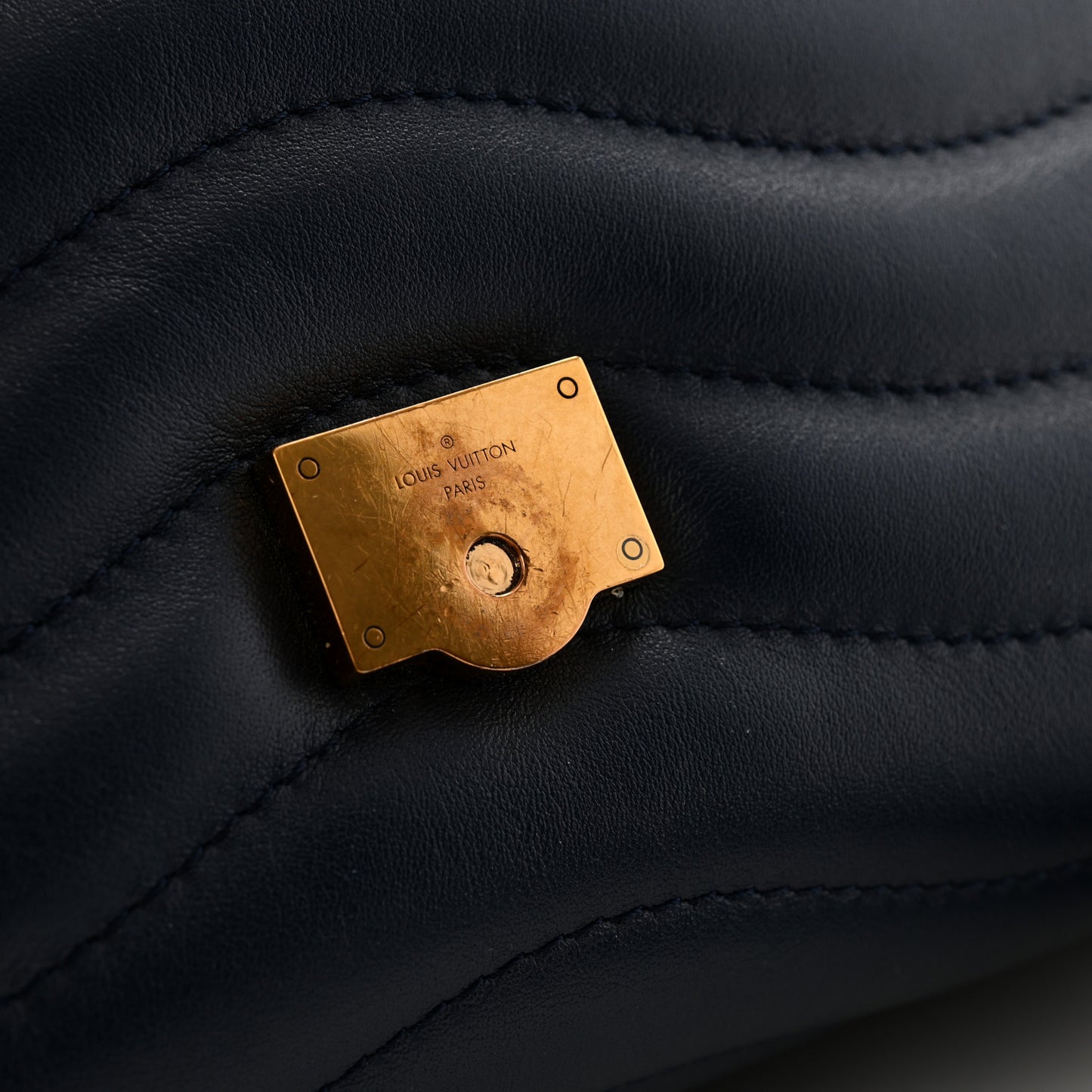 Calfskin LV New Wave Chain Bag Bleu Nuit