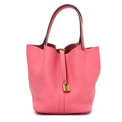 Hermes Taurillon Clemence Matte Alligator Picotin Lock Touch 18 PM Rose Azalee 1 of 9