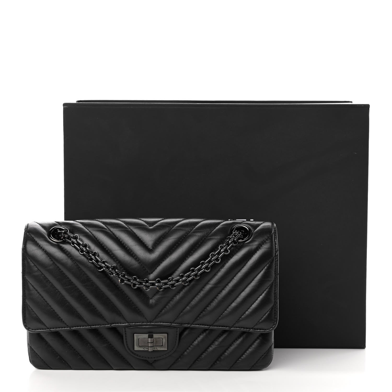 Chanel Aged Calfskin Chevron Quilted 2.55 Reissue 225 Flap So Black 12 of 12