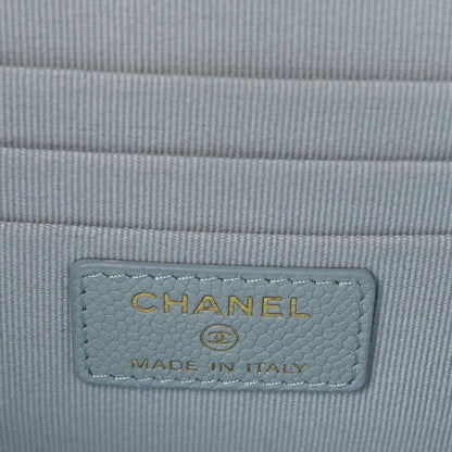 Chanel Caviar Quilted Small Tiny CC Vanity Case With Chain Light Blue Light Blue 7 of 12