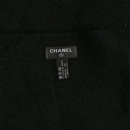 Chanel Wool Cashmere CC Scarf Black White 4 of 4
