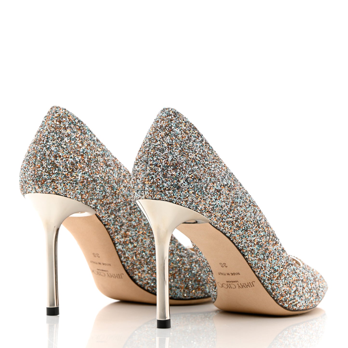 Glitter Pointy Toe Romy 85 Pumps 36 Silver Multicolor