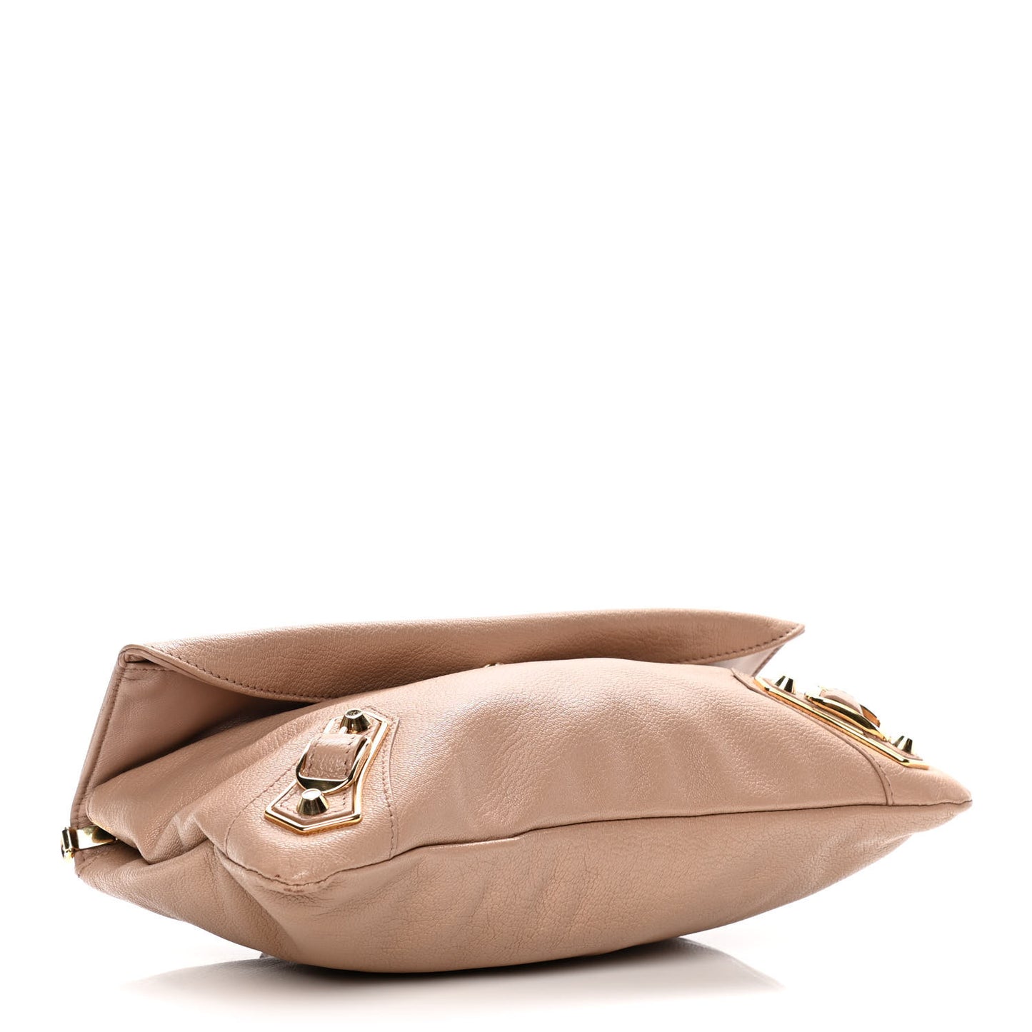 Agneau Giant 12 Gold Hardware Envelope Strap Clutch Rose Bonbon