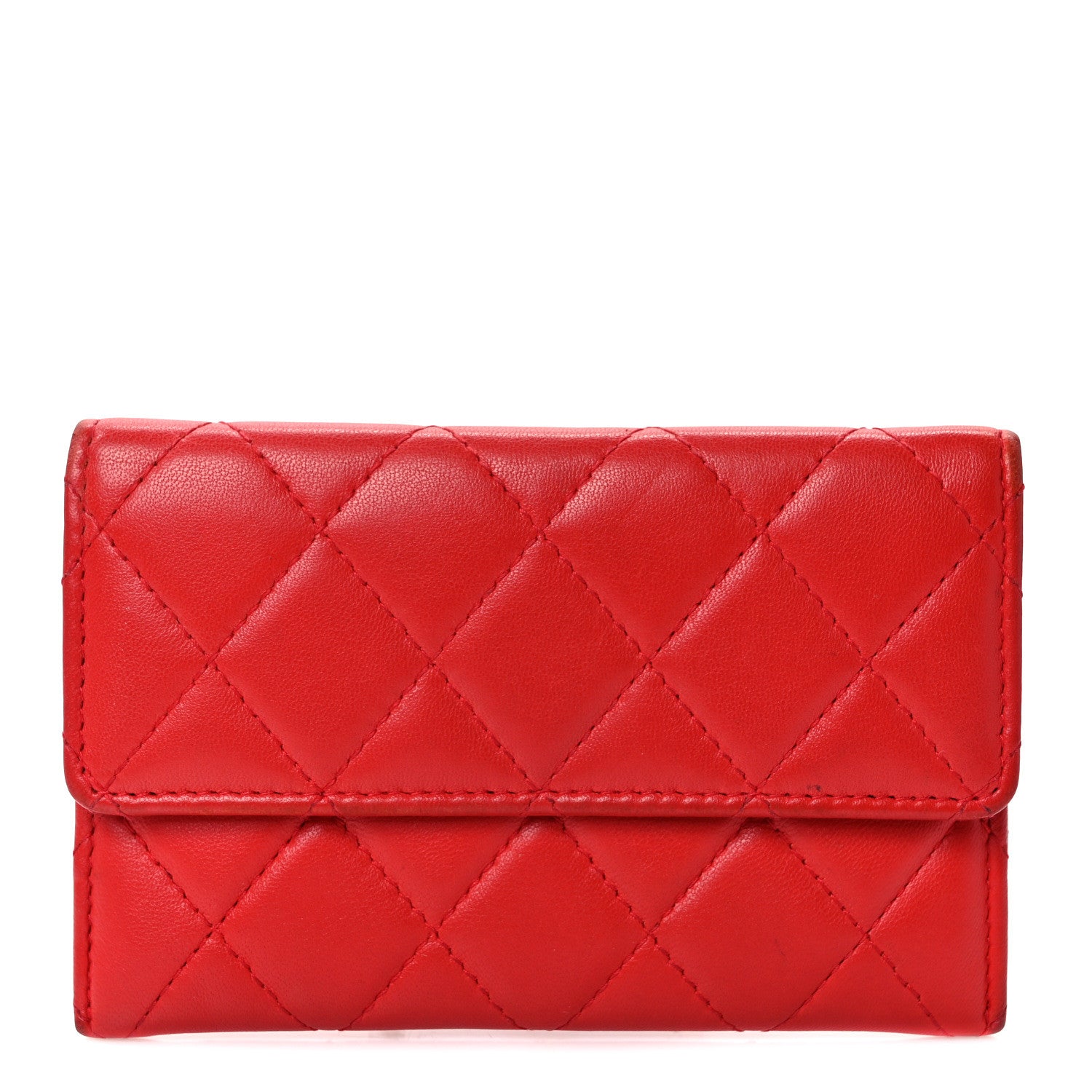 Chanel Lambskin Quilted Pouch Red 1 of 10