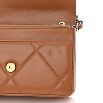 Chanel Lambskin Quilted Chanel 19 Wallet On Chain WOC Brown 13 of 13