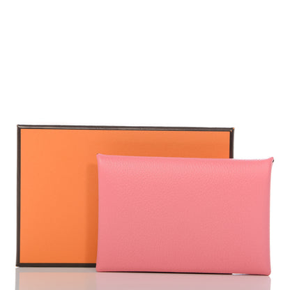 Hermes Evercolor Calvi Card Case Rose Azalee 8 of 8