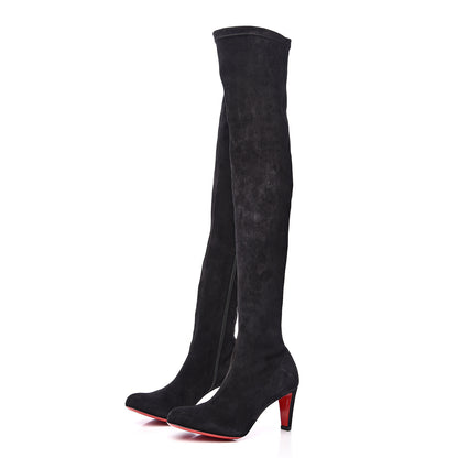 Christian Louboutin Veau Velours Alta Top 70 Over The Knee Boots 37.5 Black 3 of 10