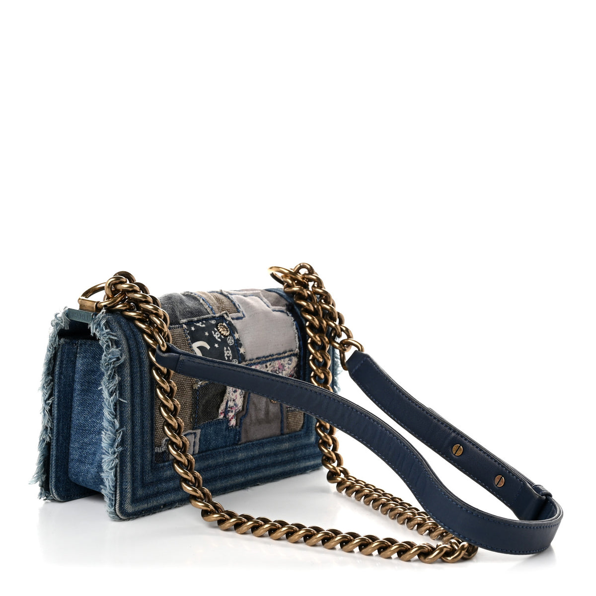 Denim Patchwork Small Boy Flap Blue