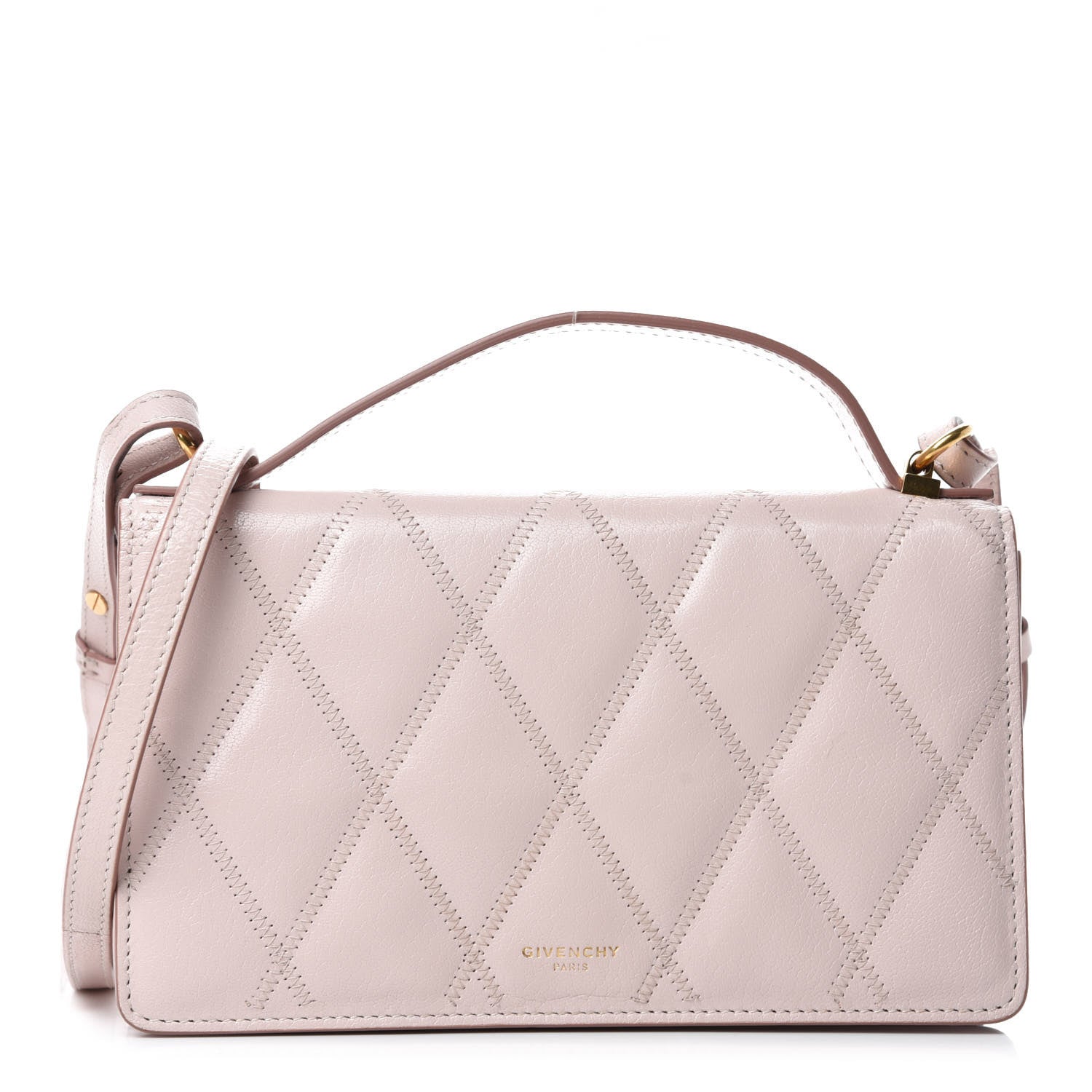 Givenchy Goatskin Quilted GV3 Strap Wallet Pale Pink 1 of 11