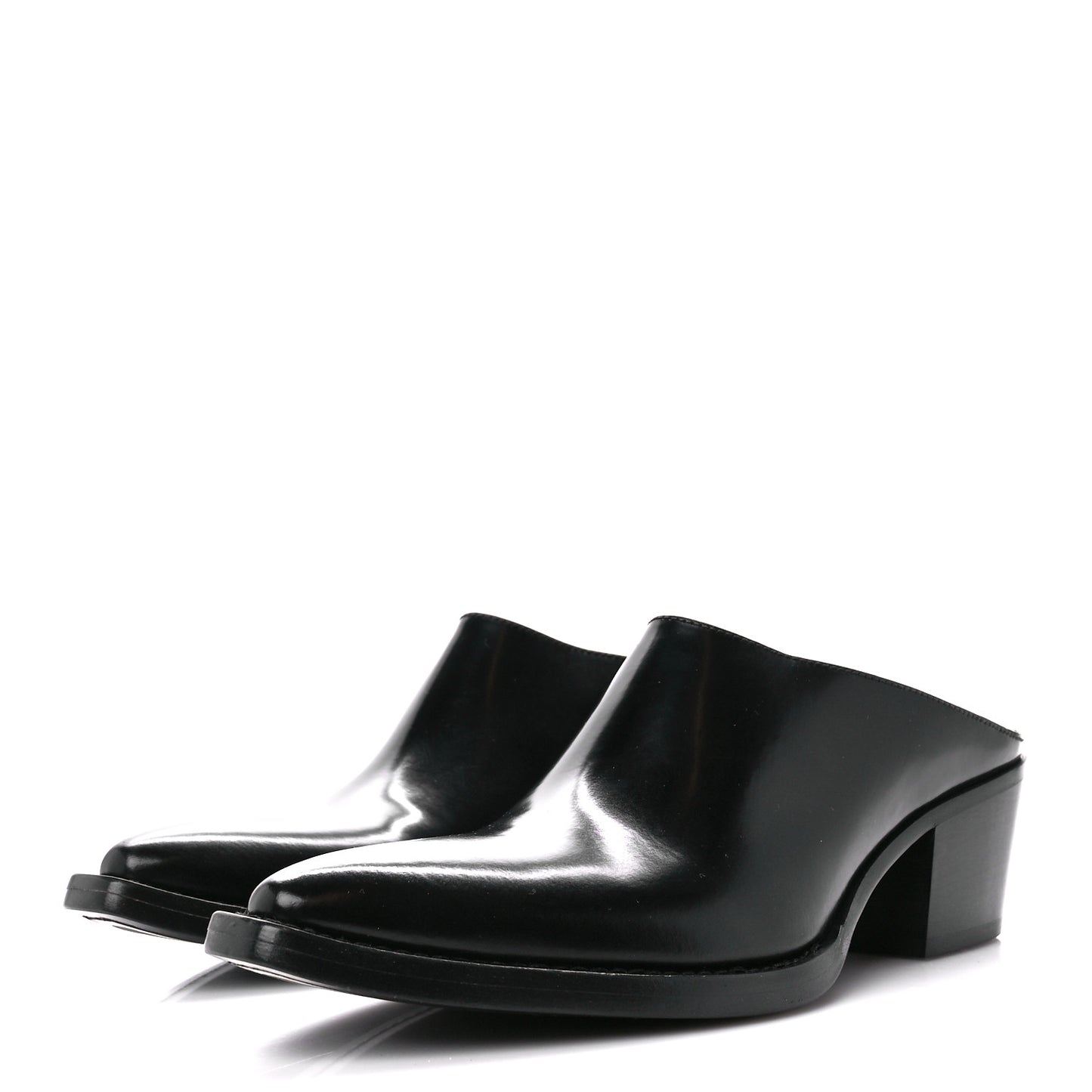 Spazzolato Metal Triangle Logo Texano Pointed Toe 55mm Mules 36.5 Black