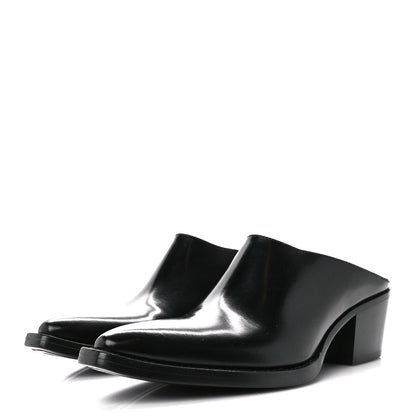 Prada Spazzolato Metal Triangle Logo Texano Pointed Toe 55mm Mules 36.5 Black 3 of 8