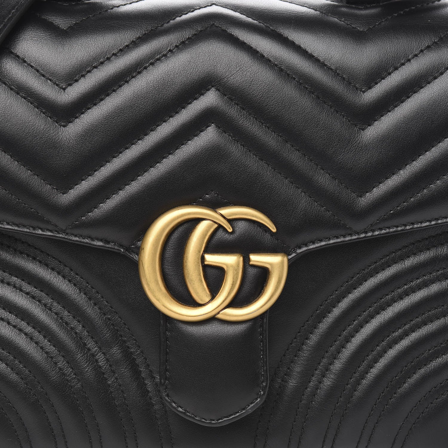 Gucci Calfskin Matelasse Small GG Marmont Top Handle Shoulder Bag Black 10 of 10