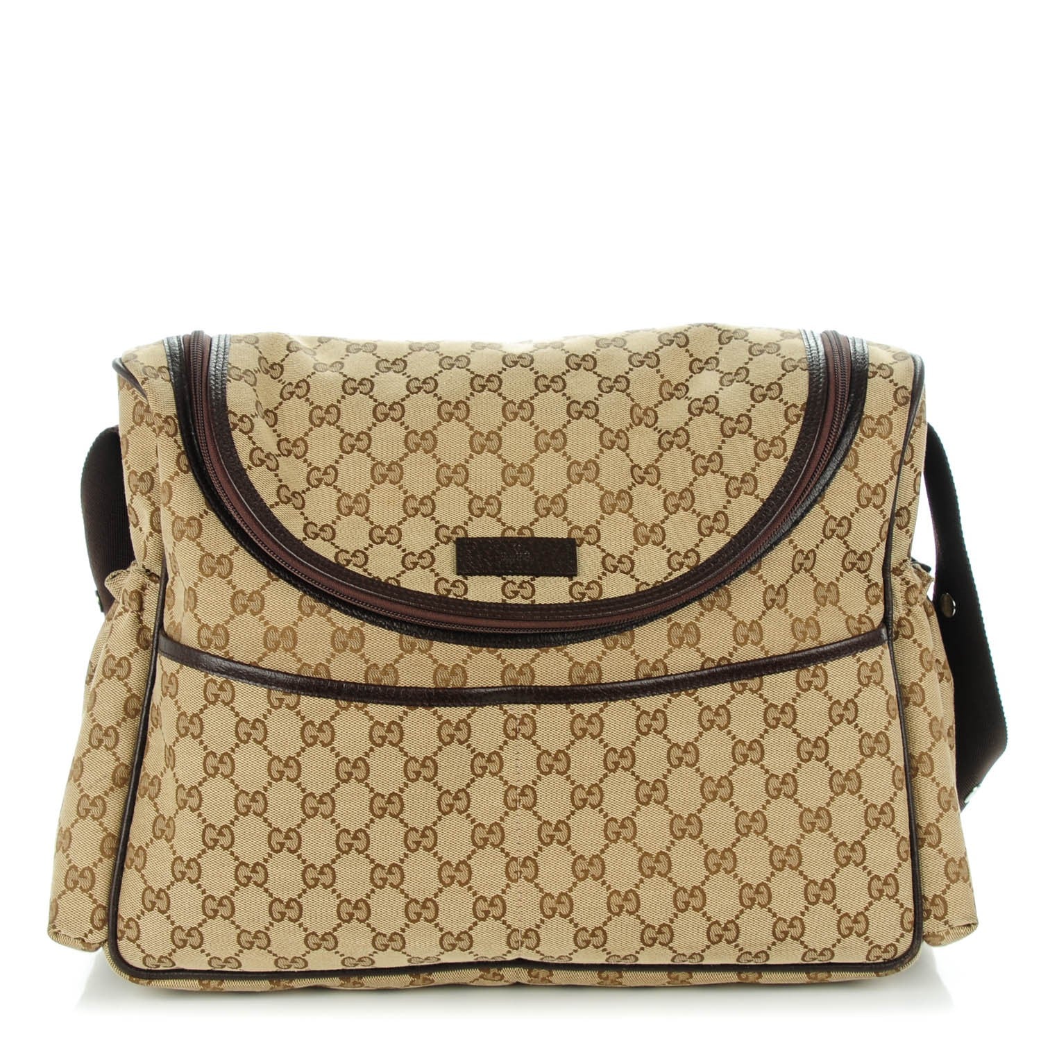 Gucci Monogram Natural Pigskin Large Diaper Bag Beige Ebony Cocoa Dark Chocolate 1 of 7