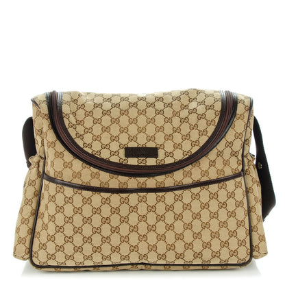 Gucci Monogram Natural Pigskin Large Diaper Bag Beige Ebony Cocoa Dark Chocolate 1 of 7