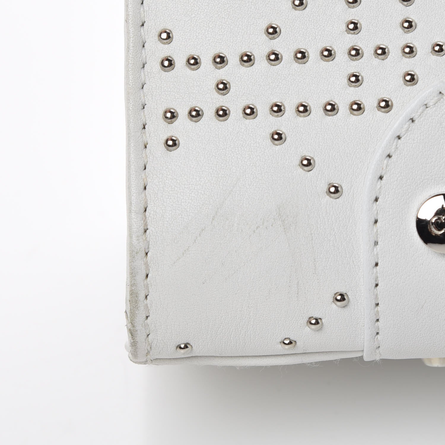 Christian Dior Calfskin Cannage Studded East West Lady Dior White 25 of 25