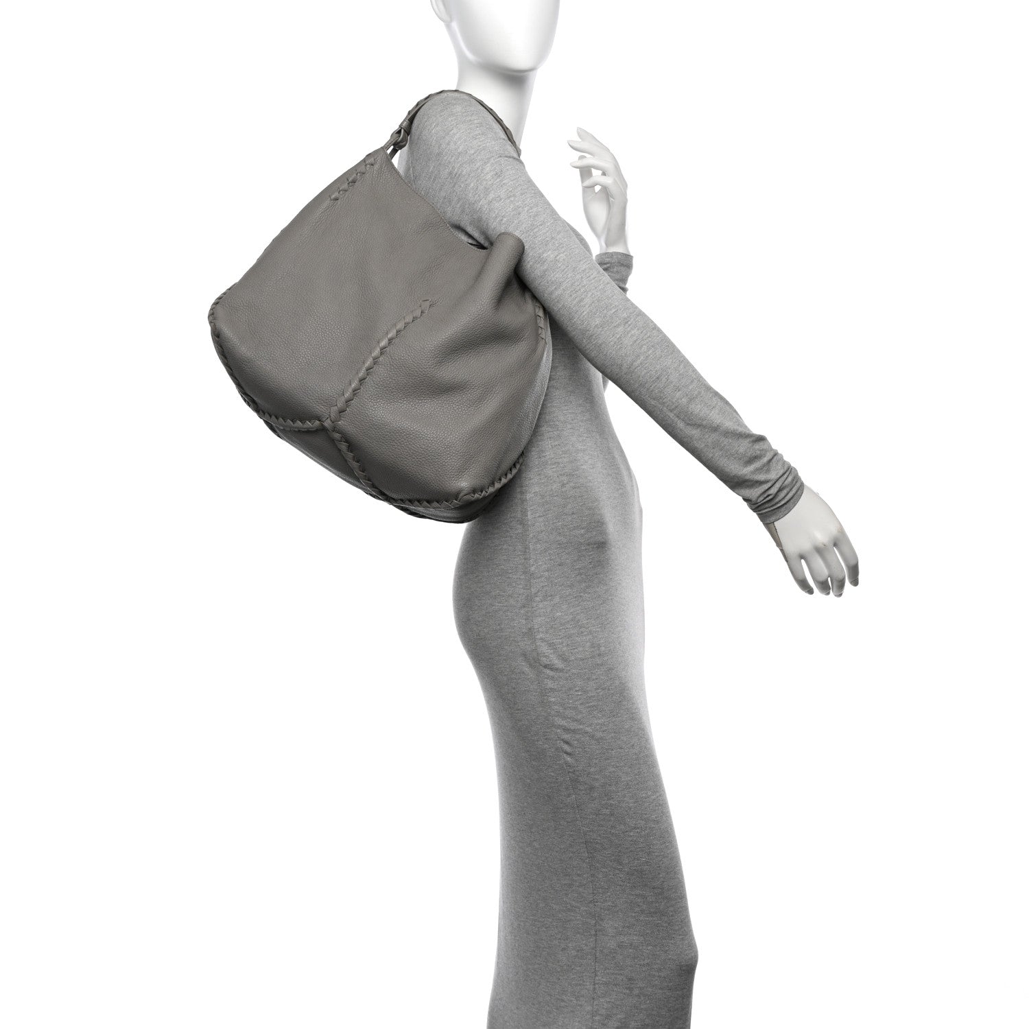 Bottega Veneta Cervo Lavato Deerskin Hobo Light Grey 2 of 13