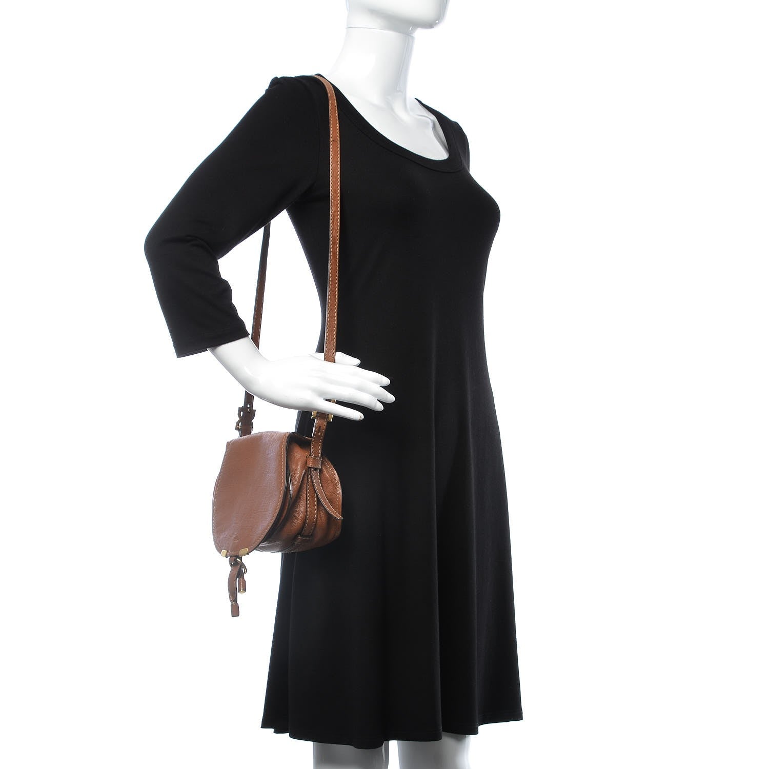 Chloe Calfskin Mini Marcie Nude Crossbody Bag Classic Tobacco 2 of 9