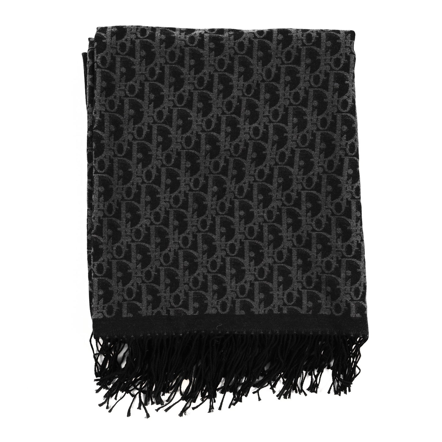 Wool Oblique Throw Blanket Black
