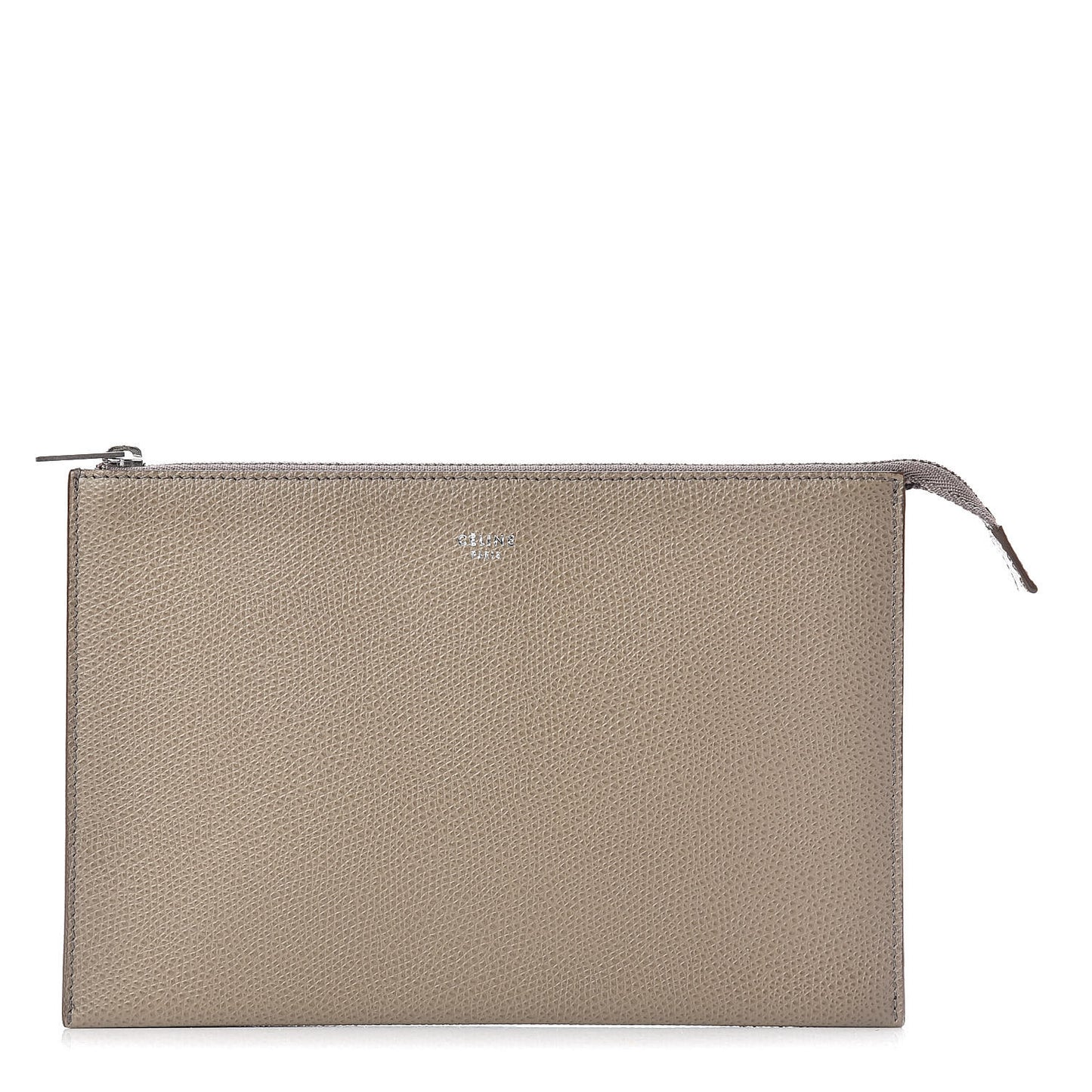 Shiny Grained Calfskin Solo Trio Cosmetic Pouch Taupe