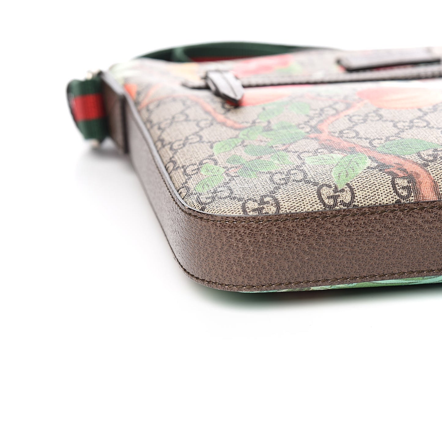 GG Supreme Monogram Tian Web Medium Flat Messenger Beige Multicolor New Acero