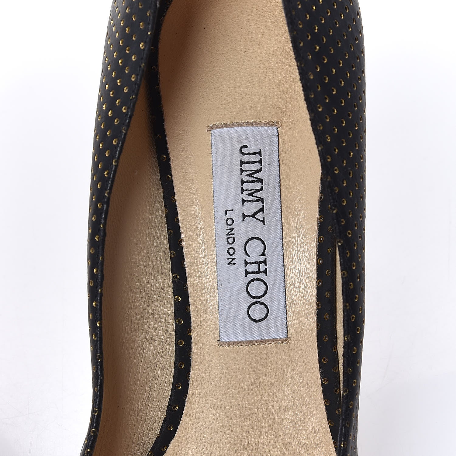 Jimmy Choo Suede Mini Dot Perforated Mini Studs Romy 85 Pumps 40 Black Gold 9 of 10