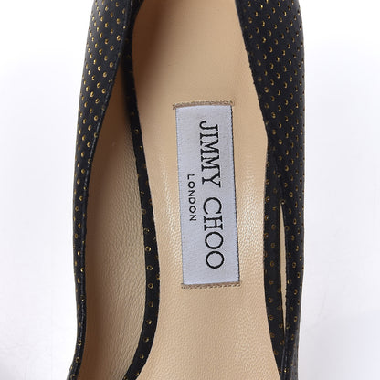 Jimmy Choo Suede Mini Dot Perforated Mini Studs Romy 85 Pumps 40 Black Gold 9 of 10