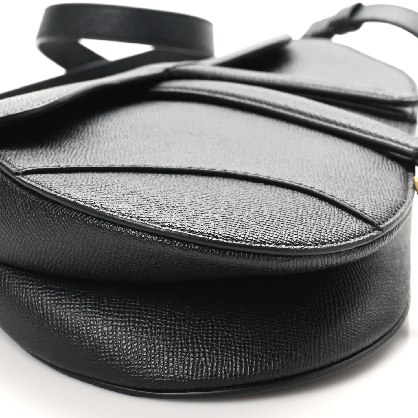 Grained Calfskin Saddle Bag With Strap Black